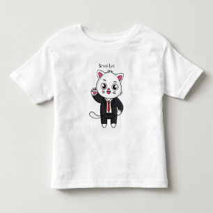Cute kitten cat in business suit cartoon toddler T-Shirt