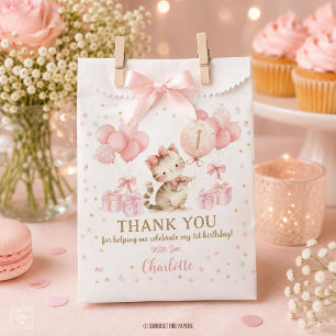 Cute Kitten Cat Pink Balloons 1st 2nd 3rd Birthday Favour Bag
