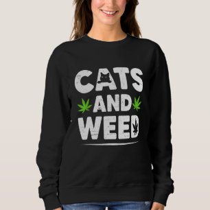 Cute Kitten Cat Retro Cats And Weed Vintage Cat Ki Sweatshirt