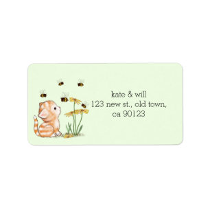 Cute Kitten Cat Return Address Labels Green