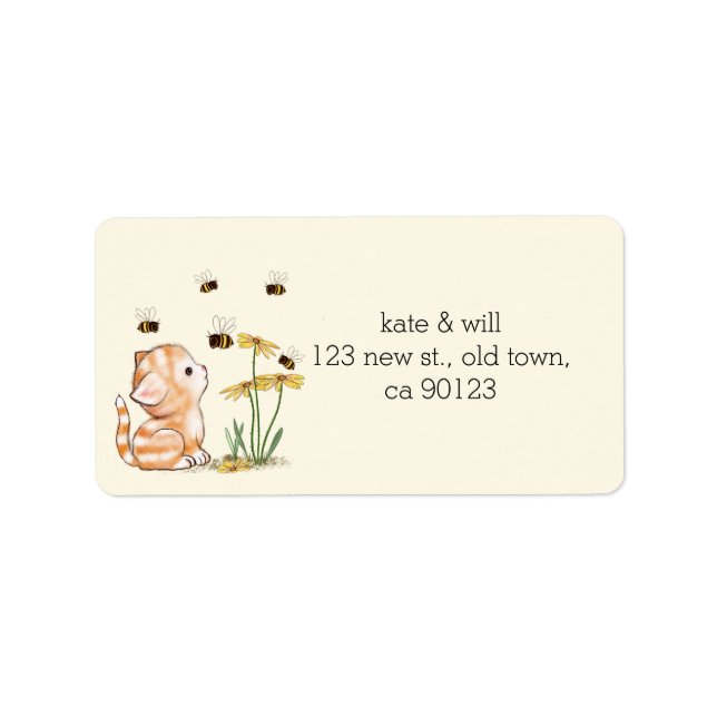 Cute Kitten Cat Return Address Labels Vanilla (Front)