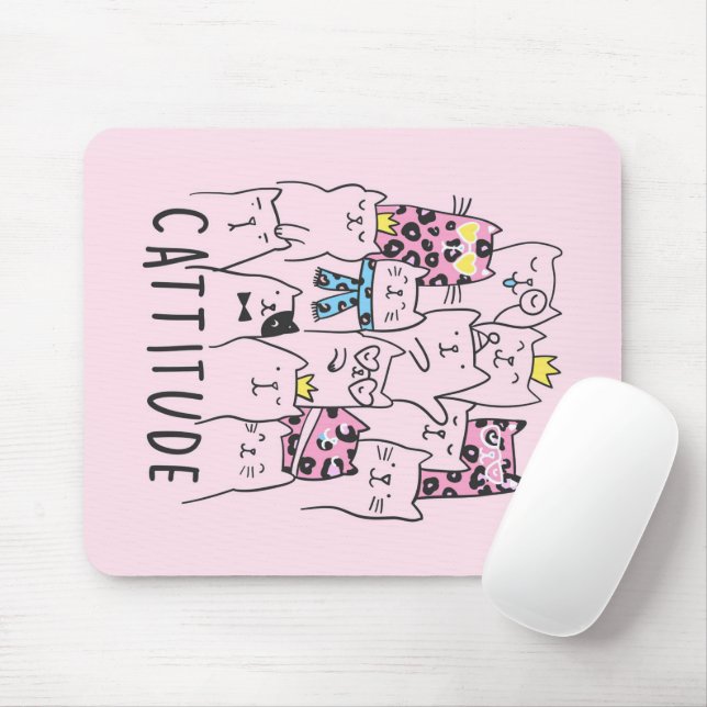 Cute Kitten Cattitude | Cat Lovers Gift Mouse Pad (With Mouse)