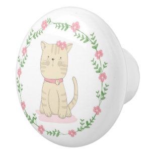 Cute Kitten Ceramic Knob