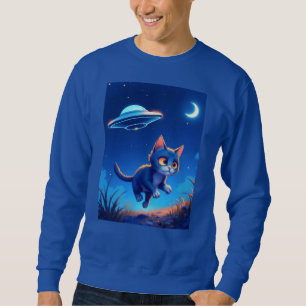 Cute Kitten Chased by a UFO Sweatshirt