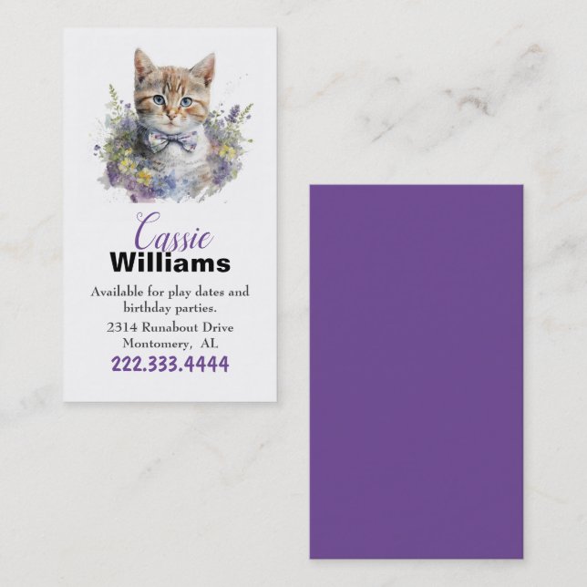 Cute Kitten Children Calling Card (Front/Back)