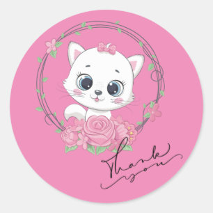 Cute kitten  classic round sticker