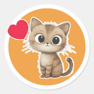 Cute Kitten Classic Round Sticker