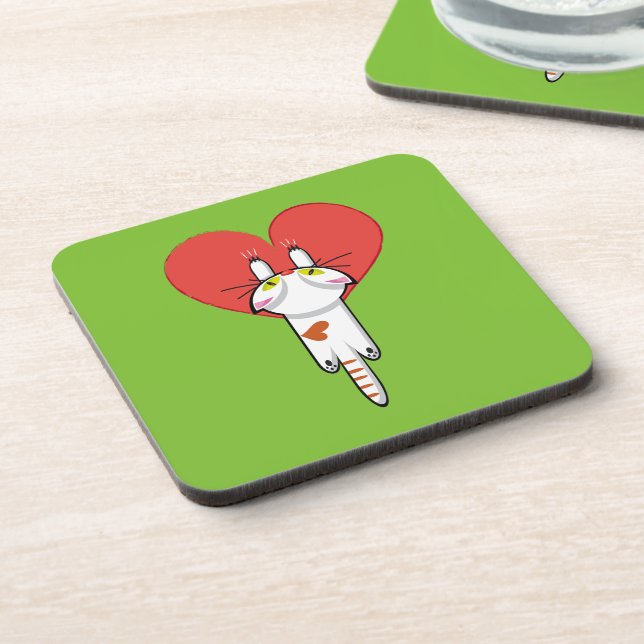 Cute kitten clinging to love. Cat, cat, kitten. Coaster (Left Side)