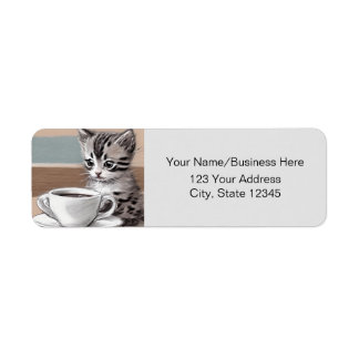 Cute Kitten Coffee Return Address Label