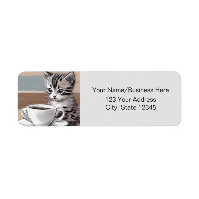 Cute Kitten Coffee Return Address Label (Front)