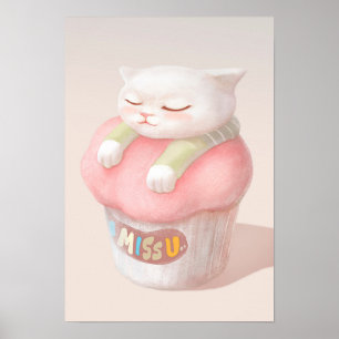 Cute Kitten Cupcake Poster