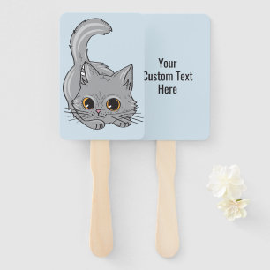 Cute Kitten custom text & colour hand fan set
