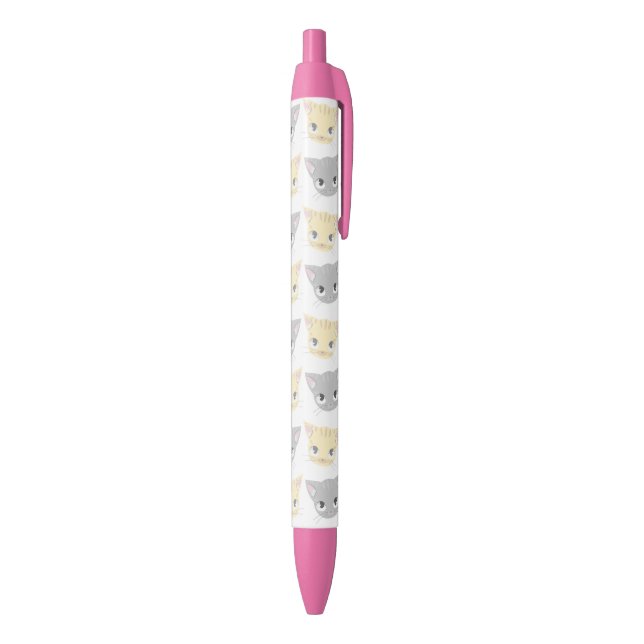 Cute Kitten Face Pattern Black Ink Pen (Bottom (Vertical))