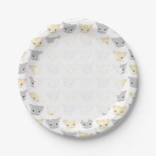 Cute Kitten Face Pattern Paper Plate