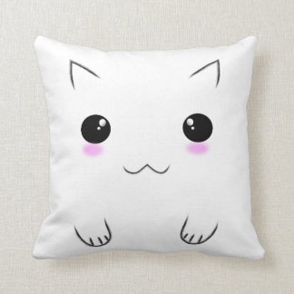 Cute Kitten Face & Paw Prints Cushion
