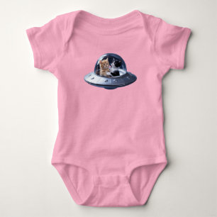 Cute Kitten Flying Saucer Baby Bodysuit