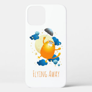 Cute Kitten Flying with Umbrella iPhone 12 Case