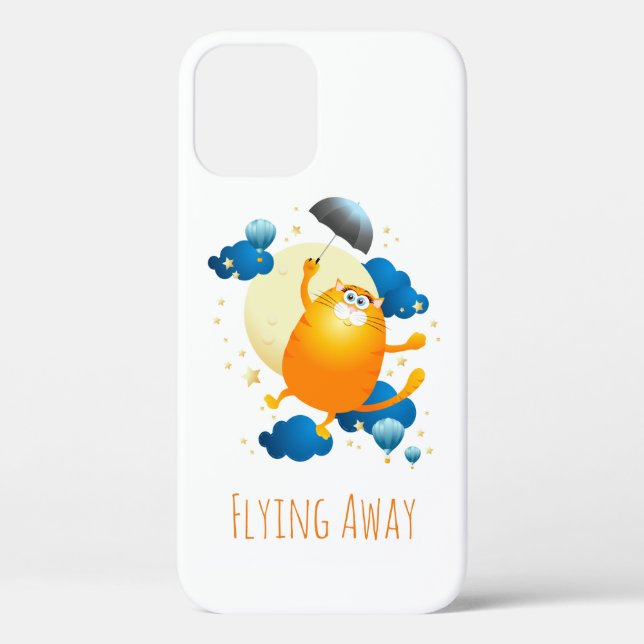 Cute Kitten Flying with Umbrella Case-Mate iPhone Case (Back)