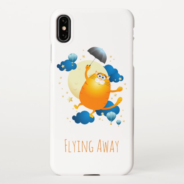 Cute Kitten Flying with Umbrella iPhone Case (Back)