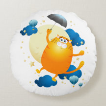 Cute Kitten Flying with Umbrella