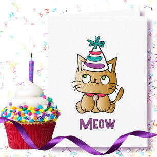 Cute Kitten Funny Sweet Cat Cartoon Birthday Card