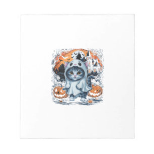 Cute Kitten Ghost Party Pumpkin Cute Halloween Cat Notepad