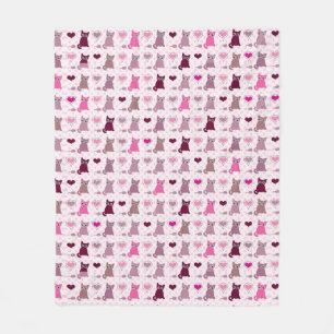Cute kitten girls pattern fleece blanket