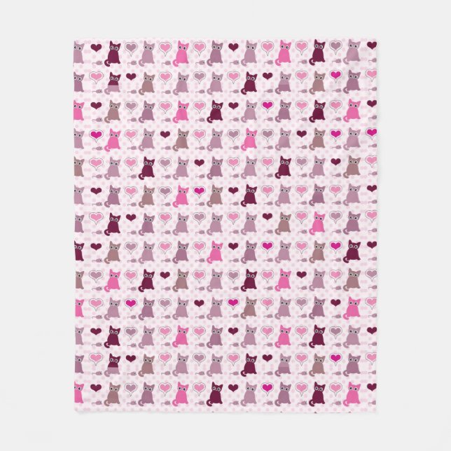 Cute kitten girls pattern fleece blanket (Front)