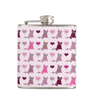 Cute kitten girls pattern hip flask