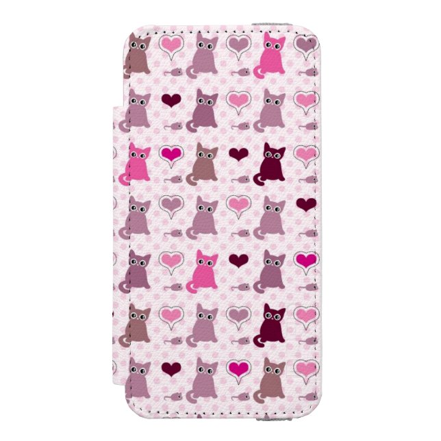 Cute kitten girls pattern incipio iPhone wallet case (Folio Front)