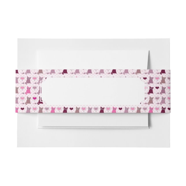 Cute kitten girls pattern invitation belly band (Front Example)