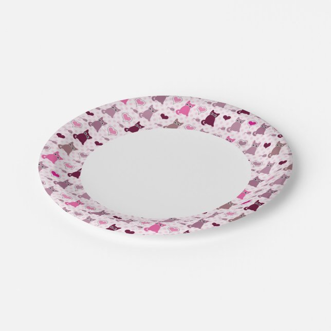 Cute kitten girls pattern paper plate (Angled)