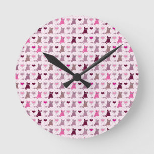Cute kitten girls pattern round clock