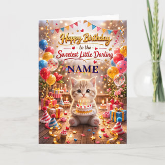 Cute Kitten Happy Birthday Card for Kids