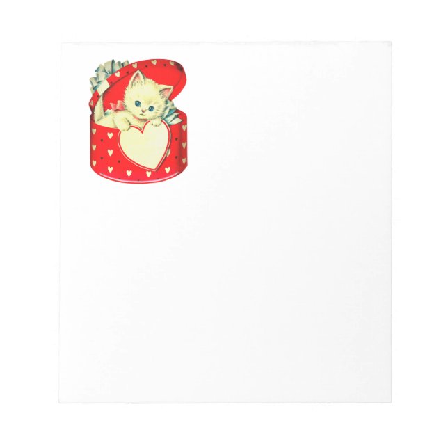 Cute Kitten Heart Vintage Cat Retro Kitty Notepad (Front)