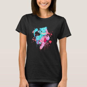 Cute Kitten Hugging A Heart Colorful Art Cat T-Shirt