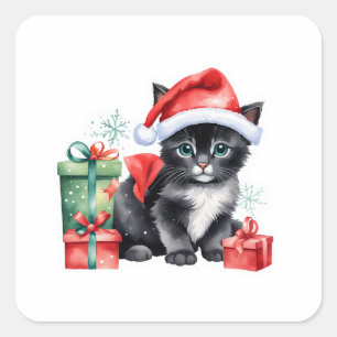 💝 Cute Kitten Hugging Christmas Gift Sticker