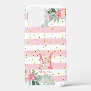 Cute Kitten Illustration Sweet Monogram Case-Mate iPhone 12 Case