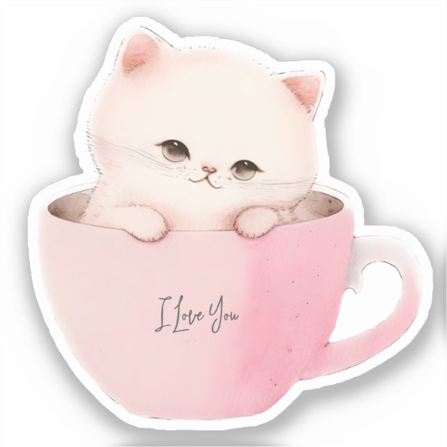 Cute Kitten in a Teacup (Front)