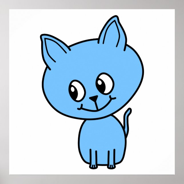 Cute Kitten, in Blue. Poster (Front)