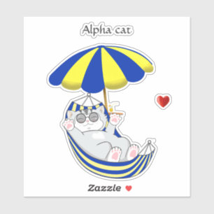 Cute Kitten in Blue & Yellow Hammock & Text