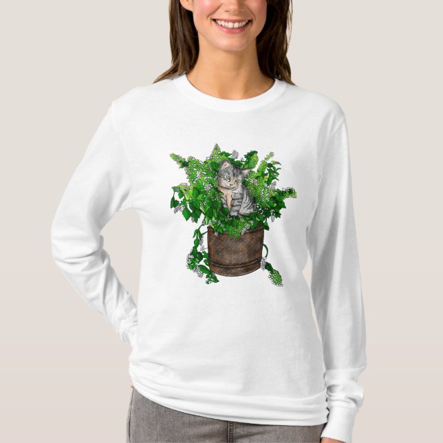 Cute Kitten in Catnip Pot  T-Shirt (Front)