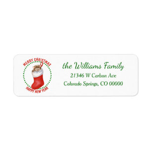 Cute Kitten in Christmas Stocking Return Address Label