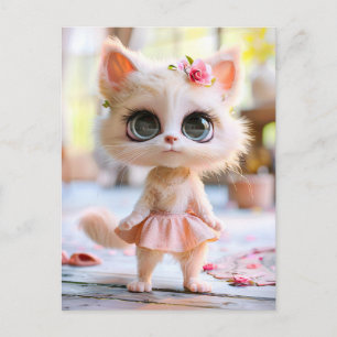 Cute Kitten in Pink Dress Holiday Postcard