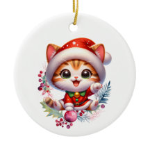 Cute Kitten in Santa Costume Christmas