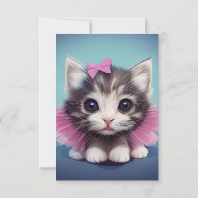 Cute kitten in tutu thank you card (Front)