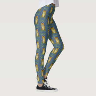 Cute Kitten in Vintage Art Nouveau Style Leggings