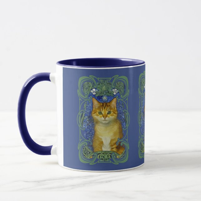 Cute Kitten in Vintage Art Nouveau Style Mug (Left)