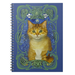 Cute Kitten in Vintage Art Nouveau Style Notebook