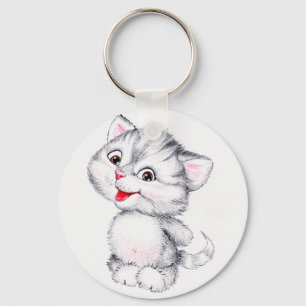 Cute kitten key ring